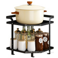 holder storage kitchen tool set rack stand 2 Tiers Rolling Utility Cart Movable Storage Supplier